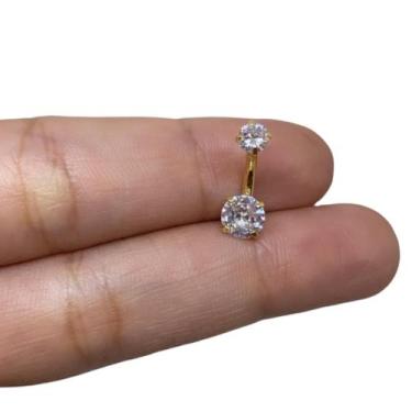 Imagem de Piercing Umbigoou Íntimo Genital 2 Pedras Aço Cirúrgico Zircônia - Rar