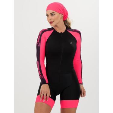 Imagem de Macaquinho De Ciclismo Feminino - Forro GEL - Manga Longa Impulse Rosa