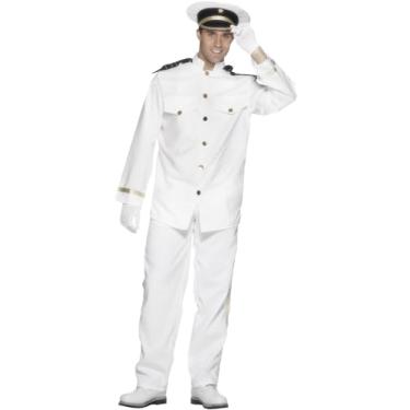 Imagem de Smiffys Fantasia masculina de capitão com jaqueta e luvas, branca G - Tamanho EUA 106,7-111,7 cm, Branco, L - US Size 42"-44"