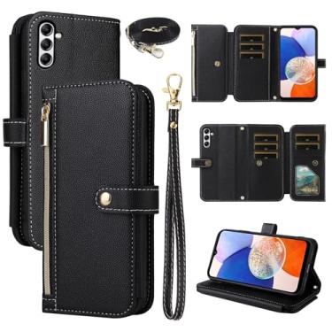 Imagem de Dswteny Capa carteira para Samsung Galaxy A05s/A05 com alça de pulso alça de ombro bolsa com zíper, capa flip de couro de luxo com suporte para cartão de crédito para celular Ao5s Ao5 A 05s 05