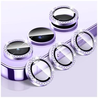 Imagem de LucBuy Protetor de lente de câmera Diamond para Samsung Galaxy A35/A55, protetor de tela traseira de vidro temperado brilhante, anéis de proteção de metal de alumínio individuais, adesivos de filme