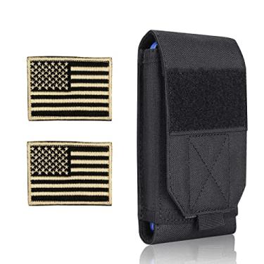 Imagem de Heyqie Capa preta tática Molle para celular, bolsa resistente à prova d'água para iPhone 11 12 13 Pro Max para Samsung S22 S21 S20 FE Note 20 A02S menos telefone de 6,7 polegadas com 2 pacotes de