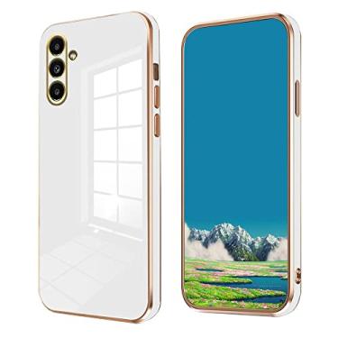 Imagem de Compatível com Samsung Galaxy A55 5G Capa de silicone Samsung A55 5G Capa de telefone 0,3 mm Funda fofa fina chapeamento acessórios de proteção para câmera capa à prova de choque (branca)