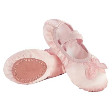 Imagem de Phineein Enchanting Butterfly Sapatilhas de balé para meninas bailarina para dança infantil - cetim macio, sola dividida, rosa, 9.5 Toddler