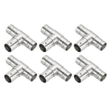 Imagem de PATIKIL Adaptador BNC fêmea para BNC fêmea, 6 peças de cabo BNC divisor conector de 3 vias para antena CCTV DVR câmera, prata