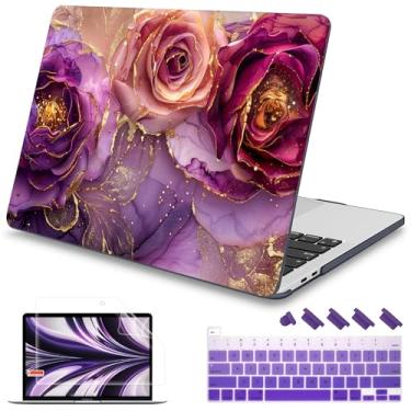 Imagem de Mektron Capa para MacBook Pro 16 polegadas A2141 versão 2019 40.6 cm com tela de retina líquida/Touch ID, capa rígida de plástico com película de teclado e protetor de tela e plugue de poeira, flores