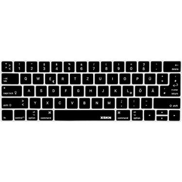 Imagem de XSKN Capa de teclado em idioma alemão para Touch Bar MacBook Pro 13 (A2159 A1706 A1989) e MacBook Pro 15 (A1707 A1990) com protetor de barra de toque layout EUA UE (preto)