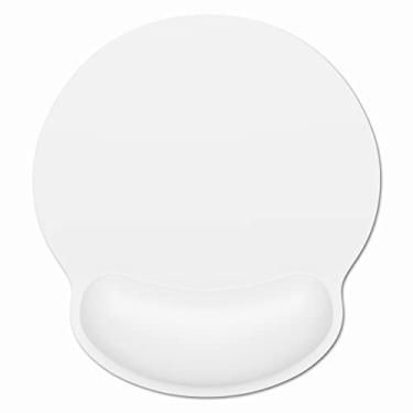 Imagem de Tapete de rato ergonómico Dapesuom com apoio de descanso de pulso, tapetes de rato de computador de espuma de memória para rato sem fios, tapete de rato de jogo cortado com base antiderrapante, tapete de alívio da dor para portátil secretária feminina, branco