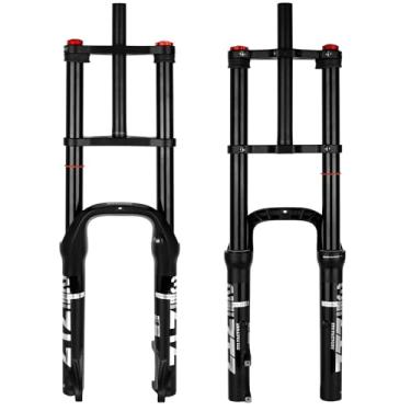 Imagem de ZTZ Garfo de suspensão pneumática de pneu gordo de 20/66.0 cm 4.0 - viagem de 180 mm, espaçamento do cubo de 135 mm, QR 9 mm, garfo de amortecedor de coroa dupla para bicicleta elétrica MTB Fat Snow