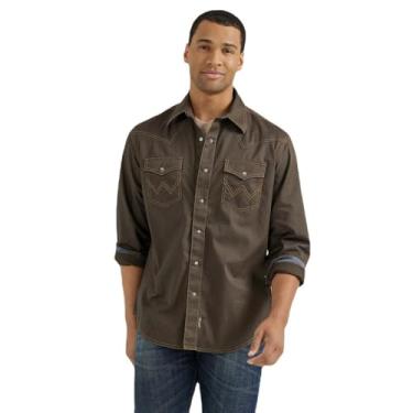 Imagem de Wrangler Camisa masculina retrô de manga comprida estilo faroeste, Preto, GG