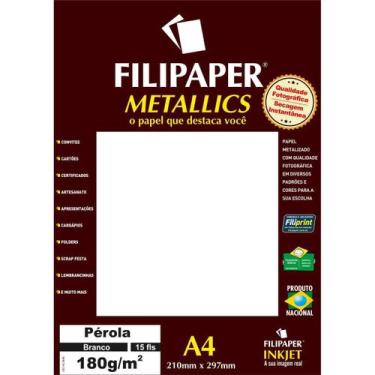 Imagem de Papel A4 Metalico Perola Branco 180Gr. - Planeta Brinquedos