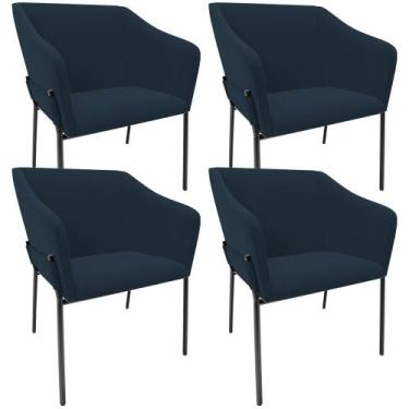 Imagem de Kit 4 Cadeiras Para Sala de Jantar Estar Living Olívia L02 Suede Azul 
