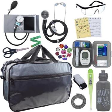 Imagem de Kit Enfermagem Aparelho Pressao Medidor Glicose Esteto Multi PA MED - 