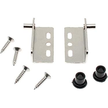 Imagem de OZXNO Dobradiças Pivô com Bucha Dobradiças Ocultas Prata, Duráveis, Ferro, Montagem na Porta, 2 Dobradiças, 4 Parafusos, 2 Tampas de Plástico