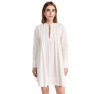 Imagem de Vince Vestido feminino trapézio plissado manga longa, Off-white, 38