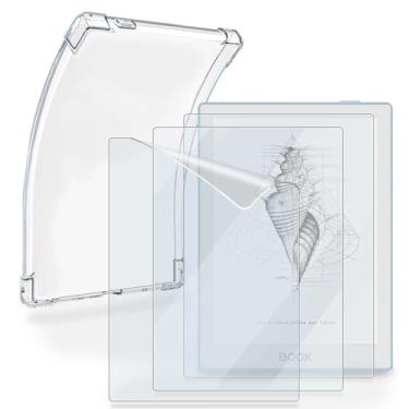 Imagem de HUADU Protetor de tela eBook-Reader (3 + 1 pacote) compatível com Onyx Boox Go 16.8 cm película protetora de tela antiarranhões de alta definição e capa protetora de TPU transparente macia (não