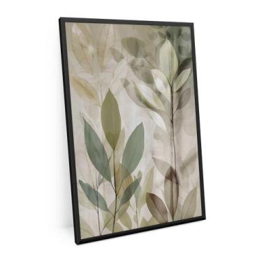 Imagem de Quadro Folhas Da Natureza Arte Pequeno Com Vidro 60x40 Sala - Bimper Q