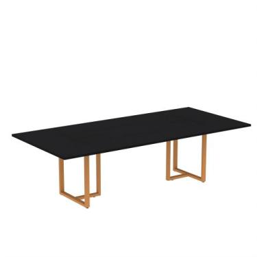Imagem de Mesa de Reunião Retangular Tubular P25 Pandin 2,6 M Preto e Laranja