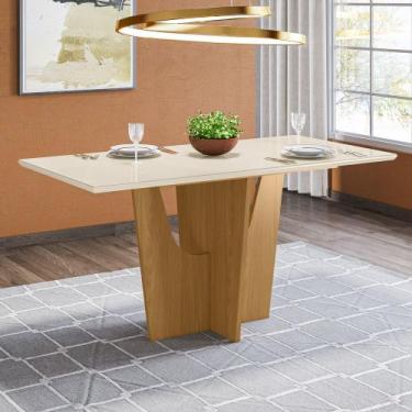 Imagem de Mesa de Jantar com Tampo em MDF 160 Cm com Vidro Danielly Henn, Nature