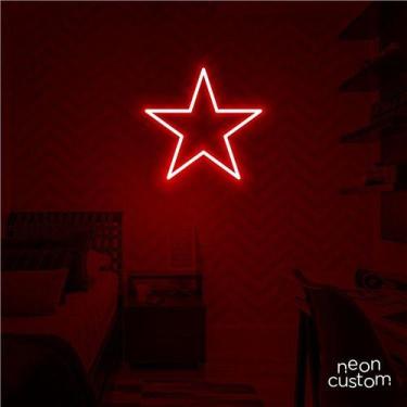 Imagem de luminaria letreiro Neon Led Estrela 40x40 luminoso decoração p/ selfie