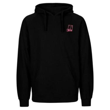 Imagem de Blusa de Frio Flanelada Preta Moletom Canguru Estampas Variadas - Rela