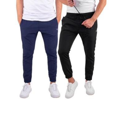 Imagem de Kit 2 Calças Jogger Skinny Masculina Esporte Tecido Poliamida Premium 