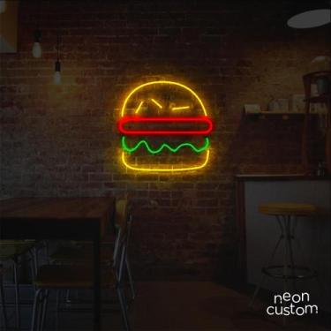 Imagem de painel letreiro led Neon Hamburguer decoracao festa bar - Neon Custom,