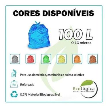 Imagem de Saco De Lixo 100 Litros Colorido Reforçado 0,10 Micras 100u - HIGIPACK