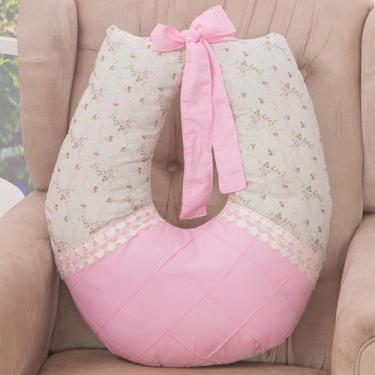 Imagem de Almofada Amamentação para Bebê Luxo Floral Rosa - Miguel Baby