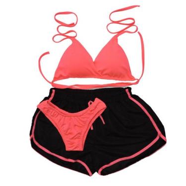 Imagem de Conjunto Biquíni Com Bojo Asa Delta + Shorts - Gringas Model, Rosa, UN