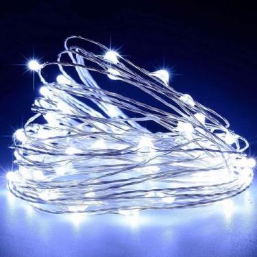 Imagem de Fio arame com 50 leds branca a pilha - GLOBAL IMPORTADORA