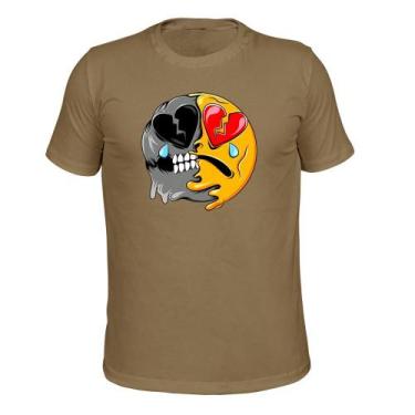 Imagem de Camiseta Plus Size Algodão Tecido Macio Emoji Coração - Surprass, Bege