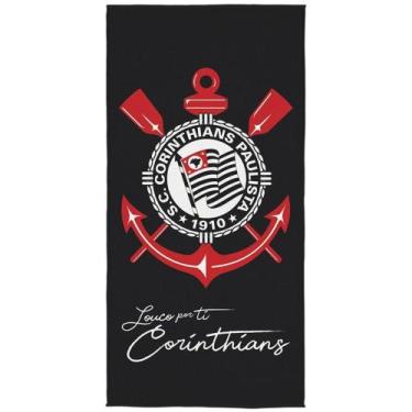 Imagem de Toalha de Time Banho Praia Corinthians 100% Poliéster Transfer 70cm x 