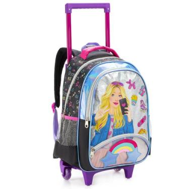 Imagem de Mochila de Rodas e Costas Menina Boneca Selfie Preto - Clio