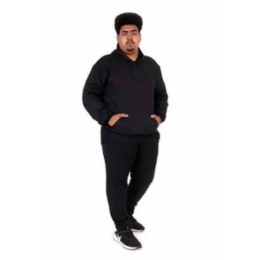 Imagem de Kit Moletom Plus Size  Blusa + Calça Liso Masculina-Masculino