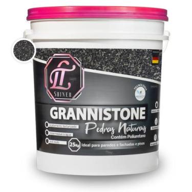 Imagem de Massa Para Efeito Pedras Naturais Grannistone 25 Kg - LT Shiner, Cinza