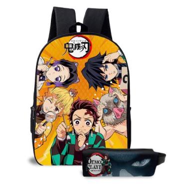 Imagem de Kit Mochila com Estojo Escolar Anime Demon Slayer Unissex - Use Thuco,
