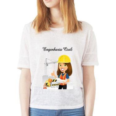 Imagem de Camisa Feminina Profissão Engenharia Civil - Porto Blue, Branco, XG