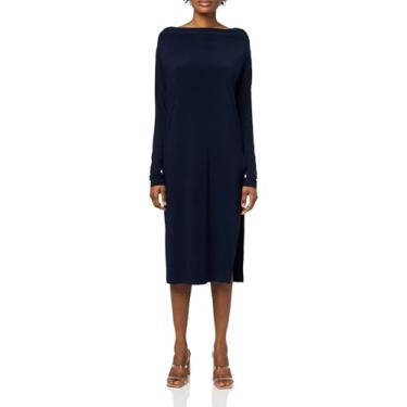 Imagem de Norma Kamali Saia longa feminina com fenda lateral, Azul-marinho verdadeiro, M