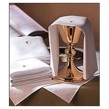 Imagem de Branco 100% Algodao Alter Linho com Cruz Vermelha Bordada Cabo de Algodao 43cm