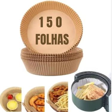 Imagem de Kit 150 Formas de Papel Descartável para Air Fryer Redonda 16cm x 4,5cm | Papel Antiaderente Protetor à Prova de Óleo | Forro Universal Compatível com Todas Fritadeiras Elétricas