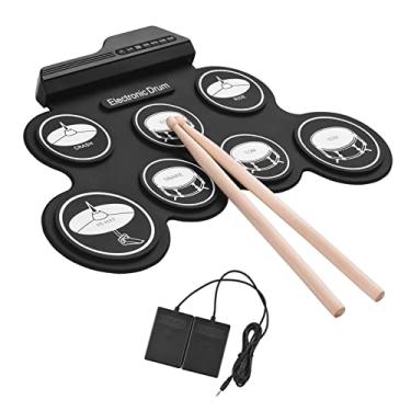 Imagem de Conjunto de Bateria de Silicone Roll-up USB de Tamanho Compacto Kit de Bateria Eletrônica 7 Almofadas de Bateria Com Baquetas e Pedais para Iniciantes, Crianças, Crianças