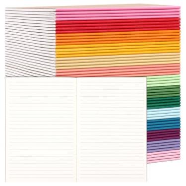 Imagem de LABUK Pacote com 60 cadernos de composição A5 Kraft diários forrados a granel, caderno de espinhos arco-íris, 15 cores, 60 páginas para material de escritório escolar
