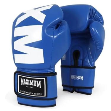 Imagem de Par Luva Mxm Maximum Boxe Tailandes Muay Thai Kickboxing (14 Oz, Azul/branco)