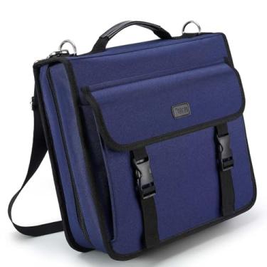 Imagem de Fichário com zíper de 7,6 cm com capacidade para mais de 700 folhas, fichário com zíper de 3 anéis com alça de ombro para escola, bolsa com zíper compatível com MacBook de 13 polegadas e tablet de