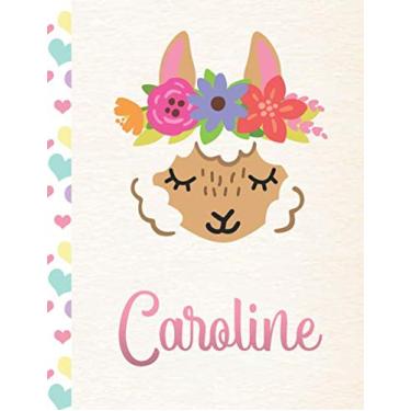 Imagem de Caroline: Personalized Llama Journal and Sketchbook. Journal and Notebook for Girls. 8.5"x11" with Lined and Blank Pages, Perfect for Sketching, Doodling, Noting and Writing