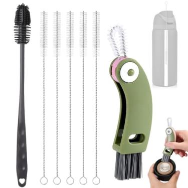 Imagem de Conjunto de 7 pincéis de limpeza de garrafa de água, escova extralonga de silicone com escova de limpeza de tampa de copo de uso múltiplo e escova de canudo para Owala FreeSip 680 g/947 g/1,134 g