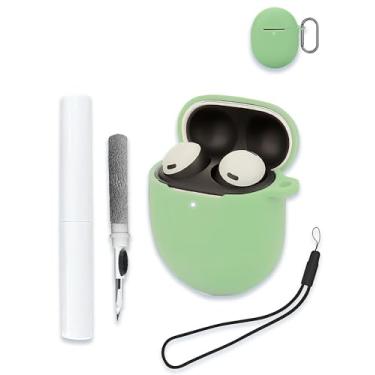 Imagem de Capa para Google Pixel Buds Pro 2 – Fones de ouvido sem fio com cancelamento ativo de ruído, capa protetora de silicone macio, portátil, resistente a arranhões, com kit de limpeza, mosquetão e cordão,