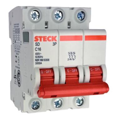 Imagem de Disjuntor Din Steck Tripolar 16A Amperes Curva C