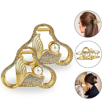 Imagem de Kit 2 Presilha Calda Sereia Pérola Cabelo Penteado Acessório